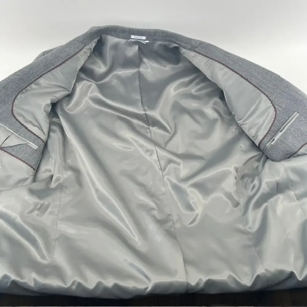 NEW Saddlebred Heritage Lambswool Sport Coat Mens 44R Gray Herringbone Blazer